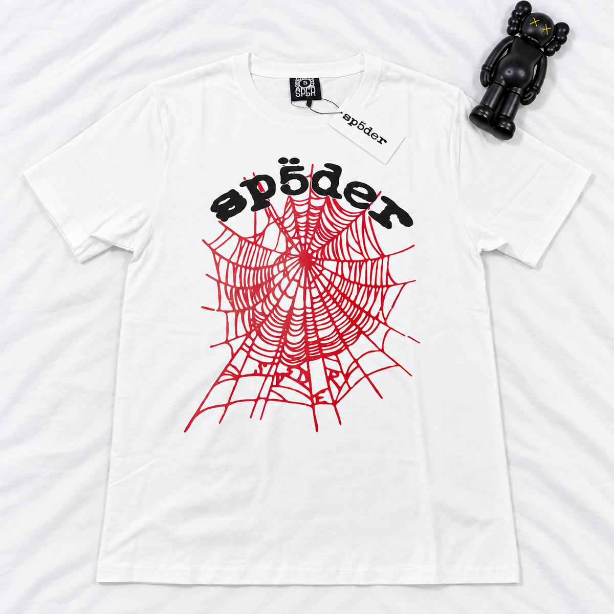 SP5DER WHITE RED LOGO TEE