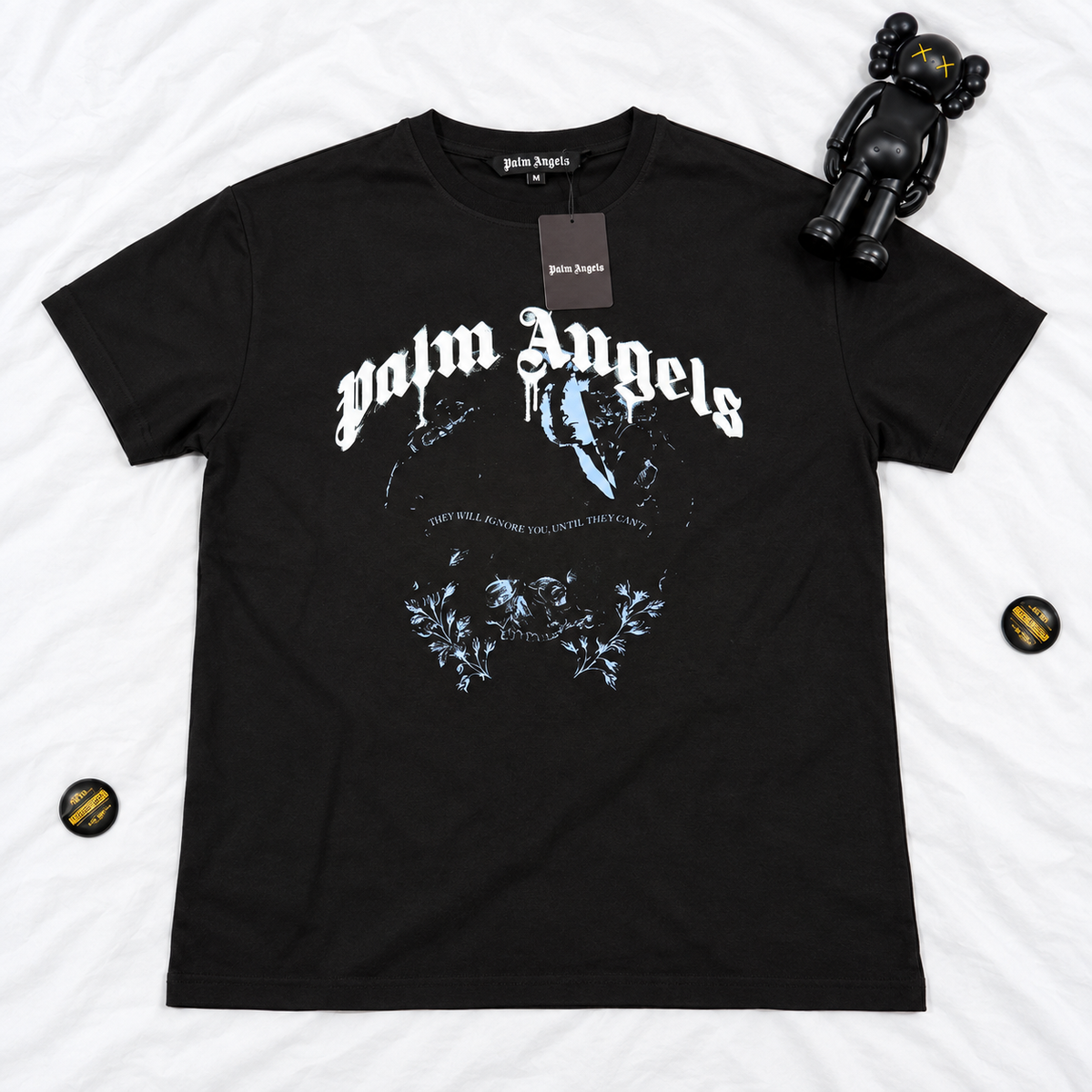 PALM ANGELS "THEY WILL IGNORE YOU, UNTIL THEY CAN'T" BLACK TEE