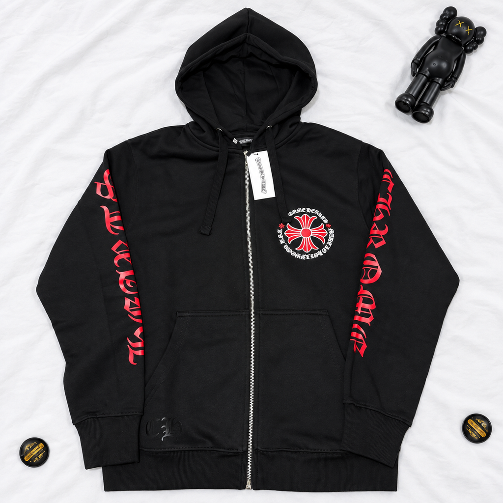CH RED CROSS BLACK ZIP HOODIE
