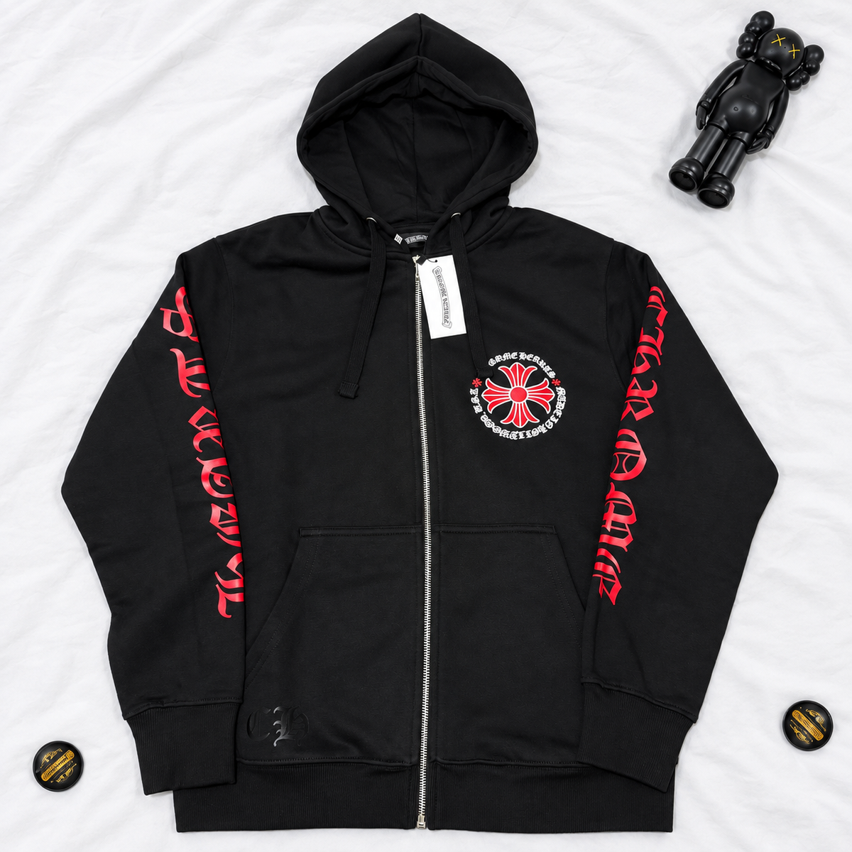 CH RED CROSS BLACK ZIP HOODIE