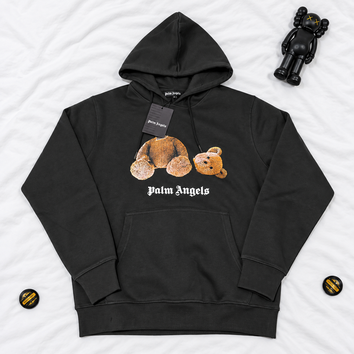 PALM ANGELS "TEDDY" BLACK HOODIE