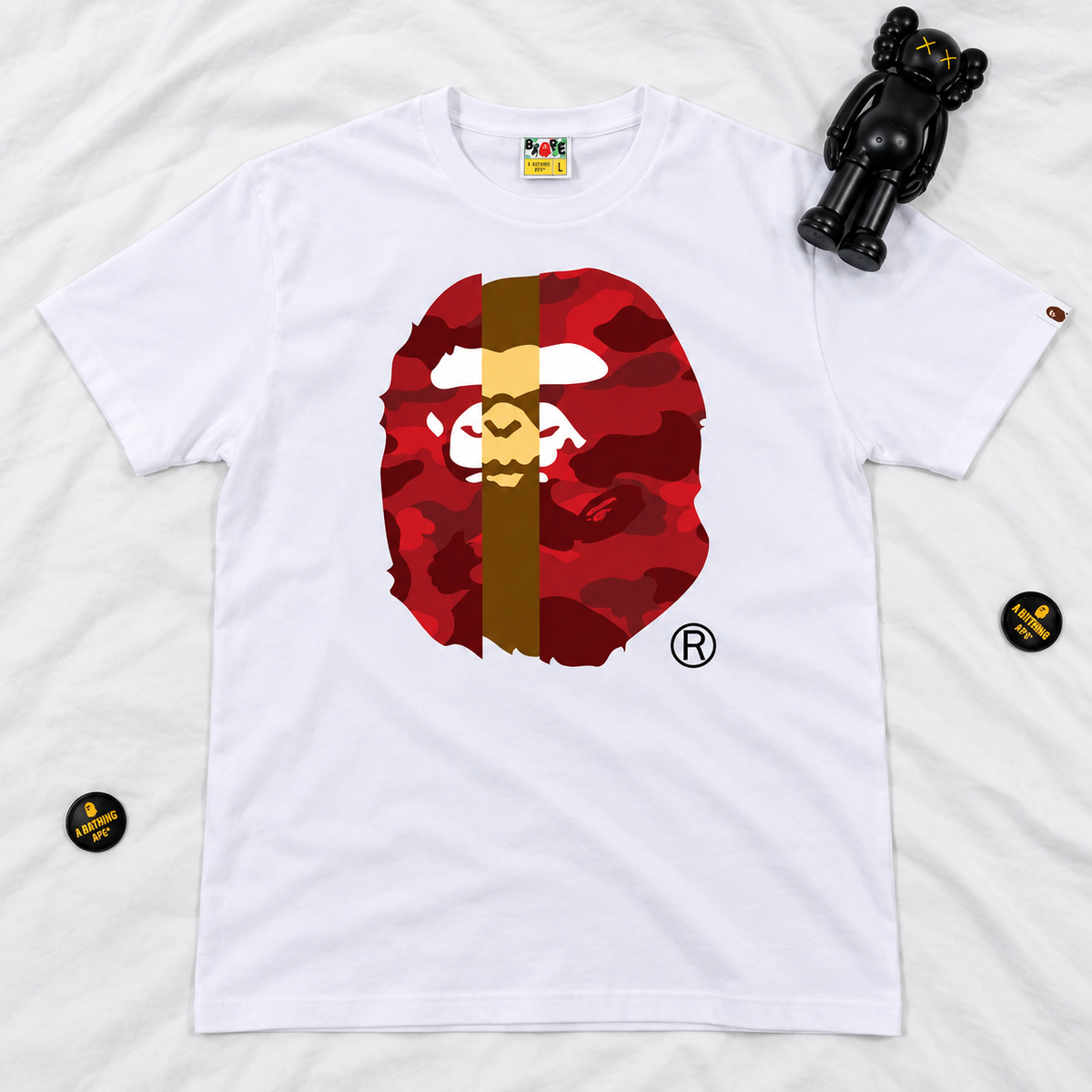 BAPE LOGO APE HEAD WHITE TEES