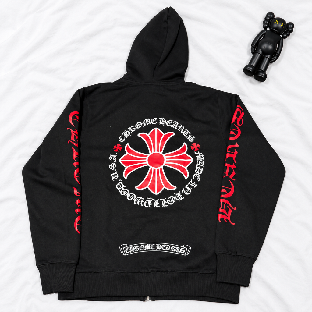 CH RED CROSS BLACK ZIP HOODIE