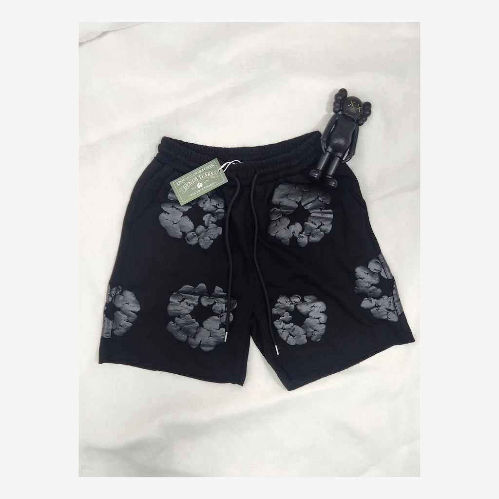 DENIM TEARS TRIPLE BLACK COTTON SHORTS