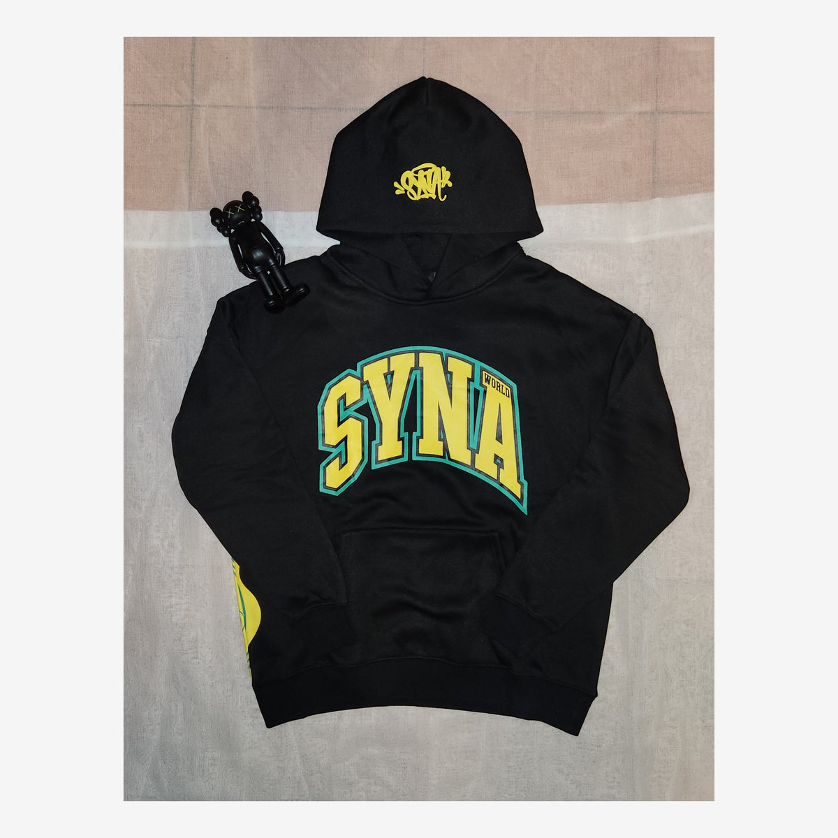 SNWRLD COLLEGE BLACK HOODIE